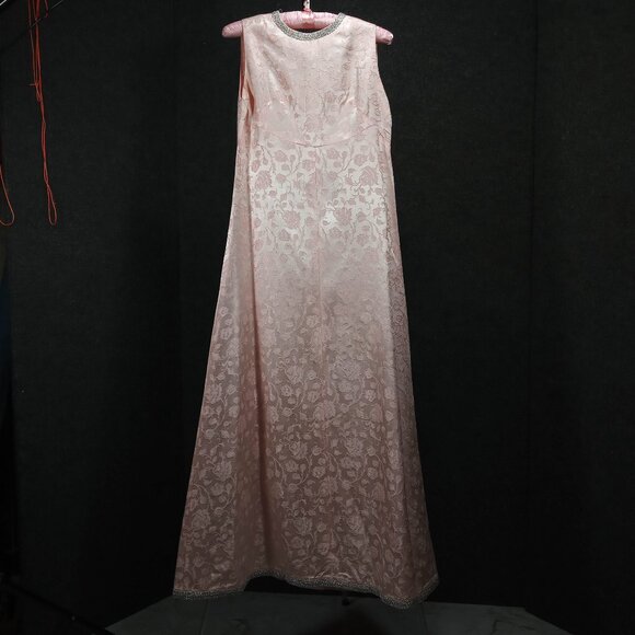 1950's Champagne Brocade Column Dress - Needs a Spot of Love!